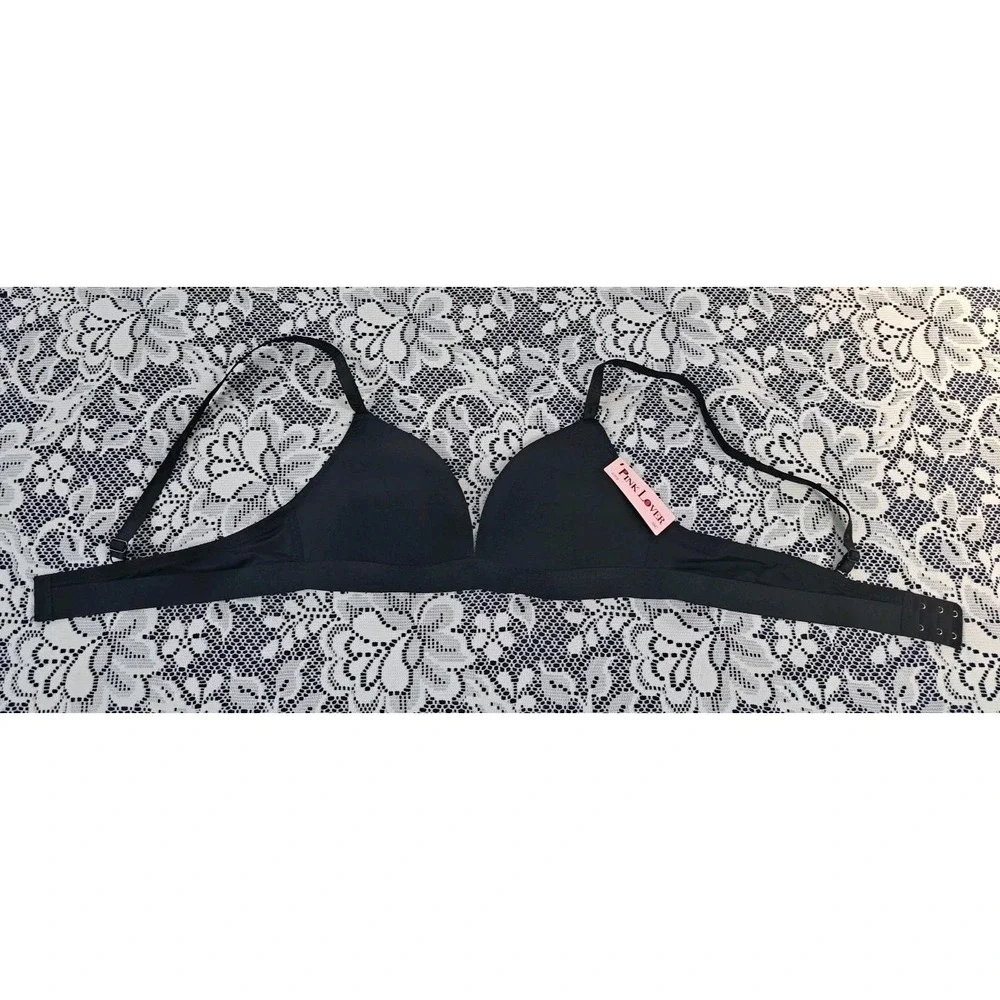 Pink Lover Wireless Bra 38C Black Adjustable Straps Style 6702 Intimate Lingerie